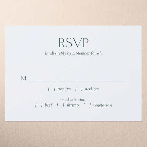 Editable Icon Wedding Response Card, Green, Write Your Own Greeting, Matte, Signature Smooth Cardstock, Square