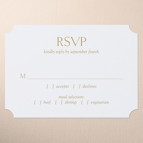 Editable Icon Wedding Response Card, Yellow, Signature Smooth Cardstock, Ticket