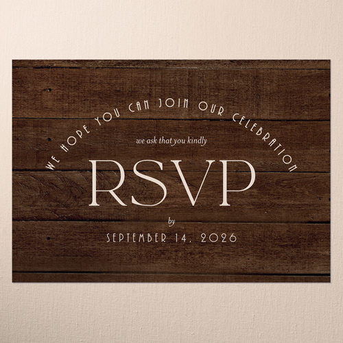 Timber Ties Wedding Response Card, Brown, Matte, Signature Smooth Cardstock, Square