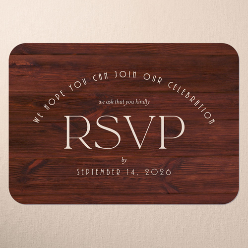 Timber Ties Wedding Response Card, Purple, 100% Recycled Cardstock , Rounded