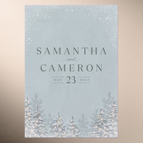 Snowy Wonderland Wedding Response Card, Green, Matte, Pearl Shimmer Cardstock, Square, Green