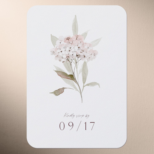 Hydrangea Highlight Wedding Response Card, Pink, 100% Recycled Cardstock , Rounded