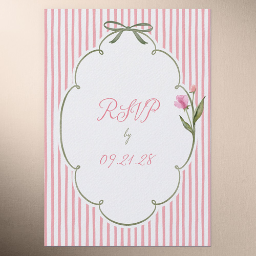 Watercolor Wildflowers Wedding Response Card, Pink, Matte, Signature Smooth Cardstock, Square, Honeysuckle