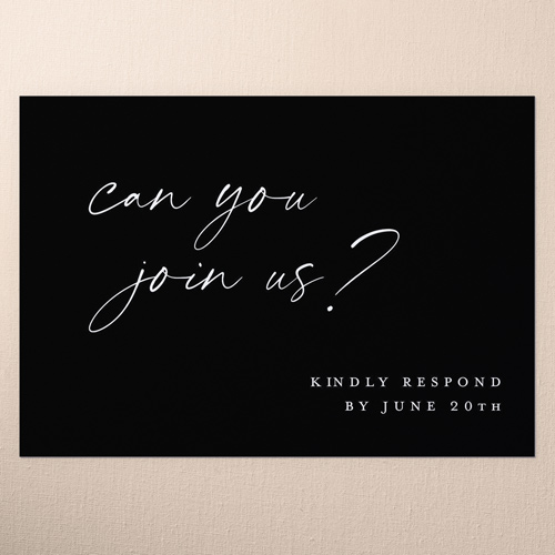 Script Side Wedding Response Card, Black, Matte, 100% Recycled Cardstock , Square, Black