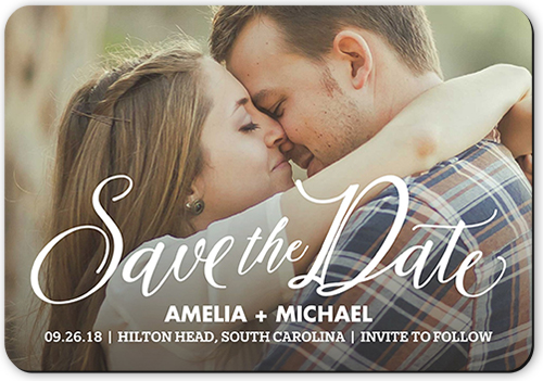 Special Script Save The Date, none, White, Magnet, Matte