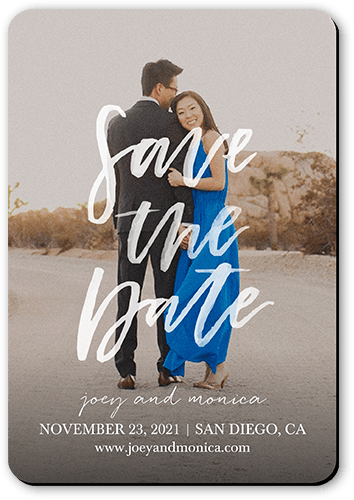 Brushed Photo Save The Date, White, Magnet, White, Matte