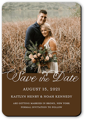 Simply Saved Save The Date, Brown, Magnet, Matte