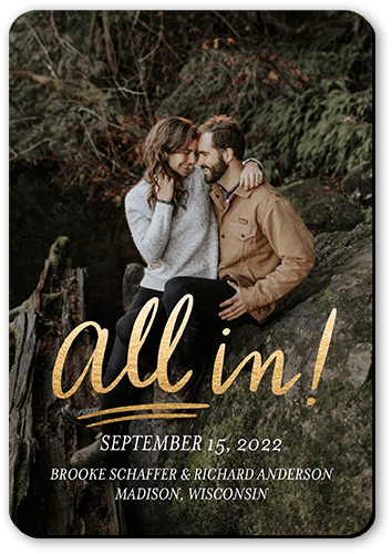 All In Save The Date, White, Magnet, Matte