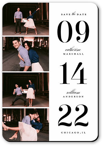 Vertical Date Save The Date, White, Magnet, Matte