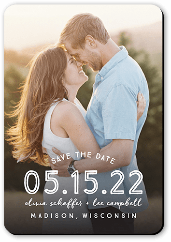 Gradient Love Save The Date, White, Magnet, Matte