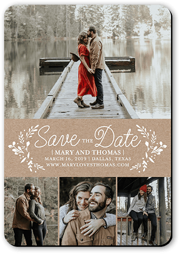Kraft Botanical Save The Date, Brown, Magnet, Matte
