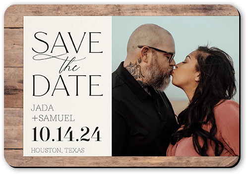 Rustic Date Save The Date, White, Magnet, Matte