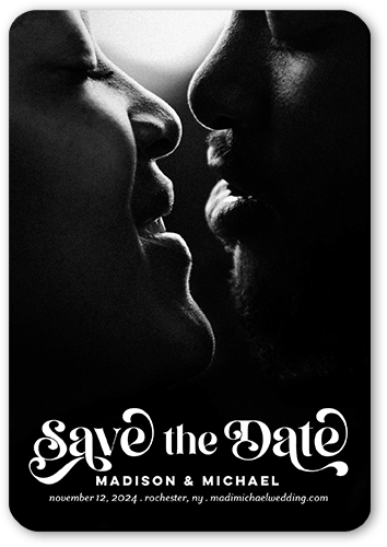 Retro Type Save The Date, White, Magnet, Matte, White