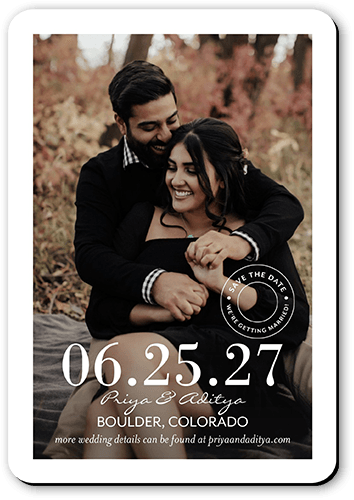 Stamped Day Save The Date, none, White, Magnet, Matte