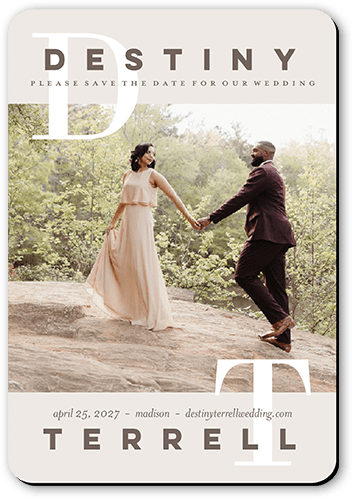 Initial Love  Save The Date, none, Gray, Magnet, Matte, Gray