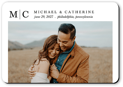 Aligned Date Save The Date, White, Magnet, Matte, White