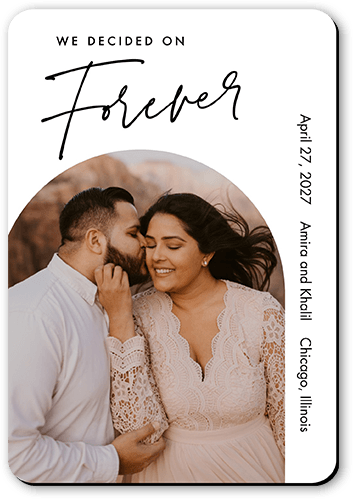 Forever Decided Save The Date, White, Magnet, Matte