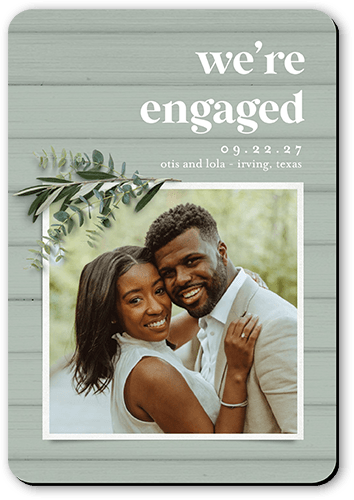 Now Engaged Save The Date, Green, Magnet, Matte