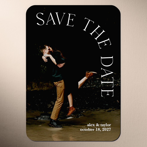 Arched Sentiment Save The Date, White, Magnet, Matte, White