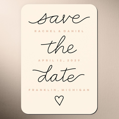 Novel Penmanship Save The Date, Beige, Magnet, Matte, Beige
