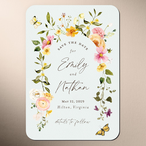 Floral Embrace Save The Date, Green, Magnet, Matte, Mint