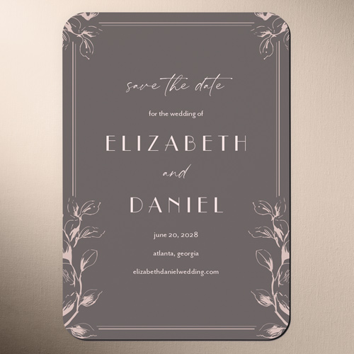 Wildflower Sketches Save The Date, Grey, Magnet, Matte, Cobblestone