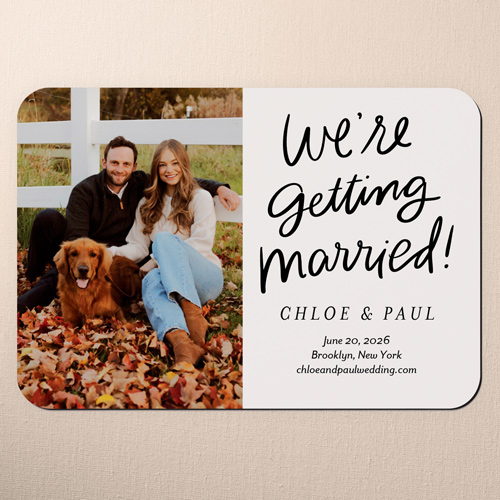 Getting Wed Save The Date, Black, Magnet, Matte, Black