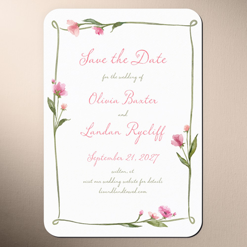 Watercolor Hem Save The Date, Pink, Magnet, Matte, Honeysuckle