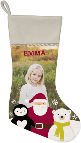 Santa and Friends Christmas Stocking, Natural, Beige