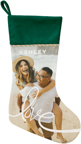 Spreading Love Christmas Stocking, Green, White