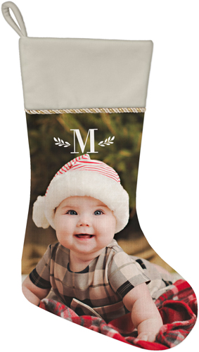 Keyline Monogram Christmas Stocking, Natural, White