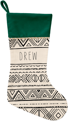 Chinle Christmas Stocking, Green, Beige