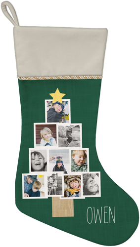 Christmas Tree Christmas Stocking, Natural, Green