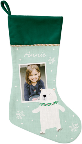 Winter Bear Christmas Stocking, Green, Green