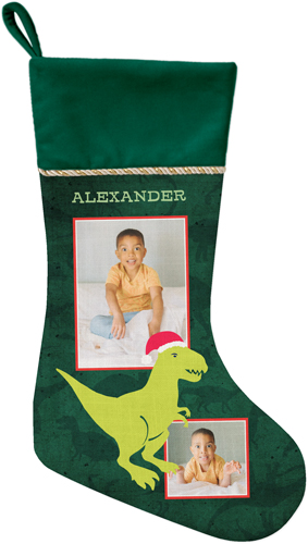 Dinosaur Merry Rexmas Christmas Stocking, Green, Green