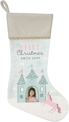 Princess Castle Christmas Christmas Stocking, Natural, Blue, glacier