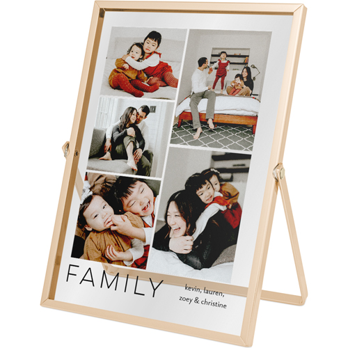 Family Gallery Of Five Tabletop Floating Framed Print, 5x7, Gold, Multicolor