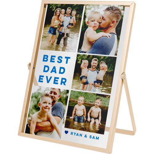 Best Dad Ever Tabletop Floating Framed Print, 5x7, Gold, Blue