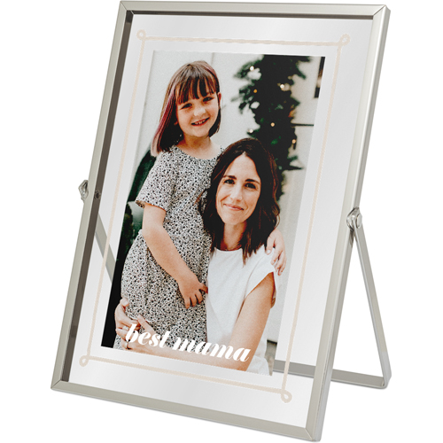 Doodle Border Tabletop Floating Framed Print, 5x7, Silver, Beige, wheat