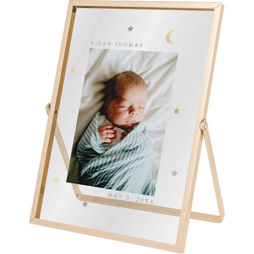 Floating Stars Tabletop Floating Framed Print, 5x7, Gold, Gray, silver
