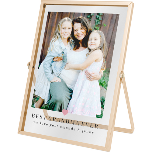 Simple Heart Tabletop Floating Framed Print, 5x7, Gold, Pink, faded rose