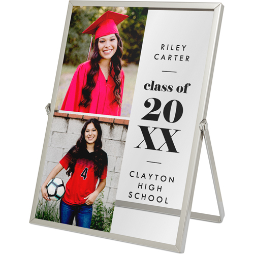 Stacked Grad Tabletop Floating Framed Print, 5x7, Silver, Black