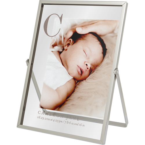 Bold Monogram Gallery Tabletop Floating Framed Print, 5x7, Silver, Multicolor, multi