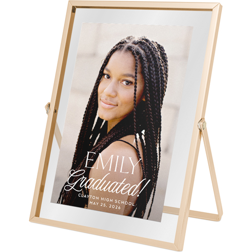 Grad Headline Tabletop Floating Framed Print, 5x7, Gold, White, white