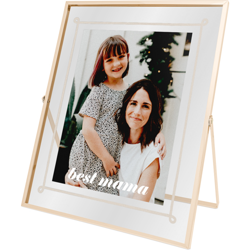 Doodle Border Tabletop Floating Framed Print, 8x10, Gold, Beige