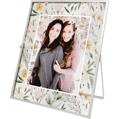 Pressed Flower Frame Tabletop Floating Framed Print, 8x10, Silver, White, white