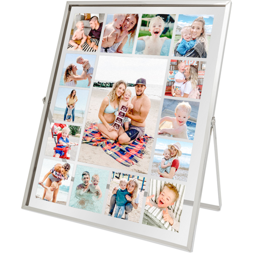 Gallery of Fifteen Tabletop Floating Framed Print, 8x10, Silver, Multicolor