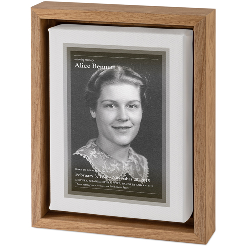 In Memoriam Portrait Tabletop Framed Canvas Print, 5x7, Natural, Tabletop Framed Canvas Prints, Gray