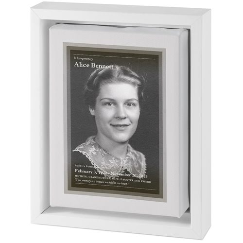 In Memoriam Portrait Tabletop Framed Canvas Print, 5x7, White, Tabletop Framed Canvas Prints, Gray