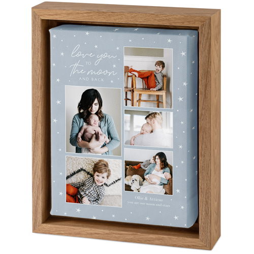 To The Moon Frame Tabletop Framed Canvas Print, 5x7, Natural, Tabletop Framed Canvas Prints, Blue
